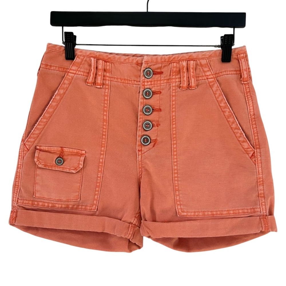 PILCRO Anthropologie The Wanderer Melon Button Fly Cuffed Denim Shorts 27